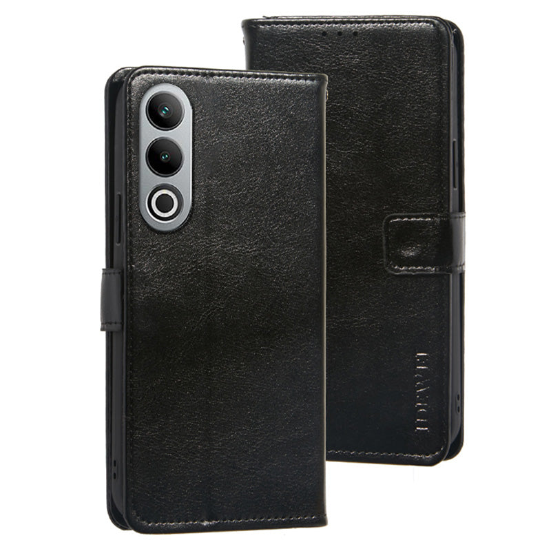 IDEWEI For OnePlus Nord CE4 5G Case PU Leather Wallet Stand Full Protection Phone Cover - Black