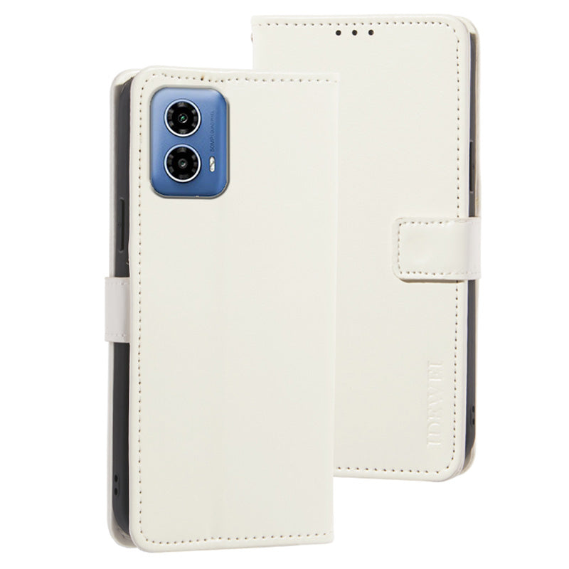 IDEWEI For Motorola Moto G34 5G Case PU Leather Stand Drop Protection Phone Cover Wallet - White