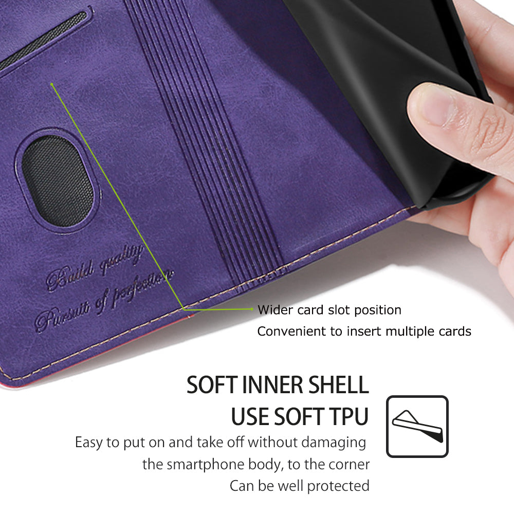 For OnePlus Ace 3V 5G Case Dual-color Flip Stand Card Holder Leather Phone Cover - Rose+Purple