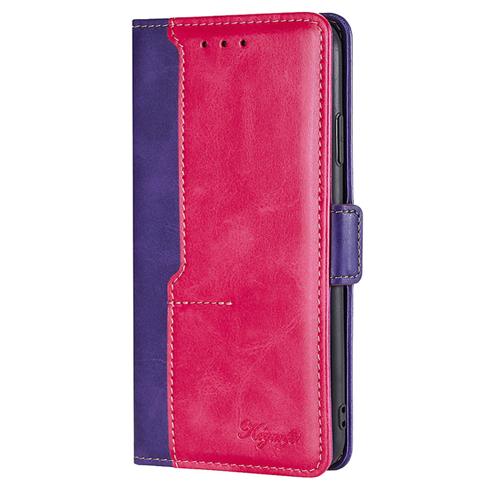 For OnePlus Ace 3V 5G Case Dual-color Flip Stand Card Holder Leather Phone Cover - Rose+Purple