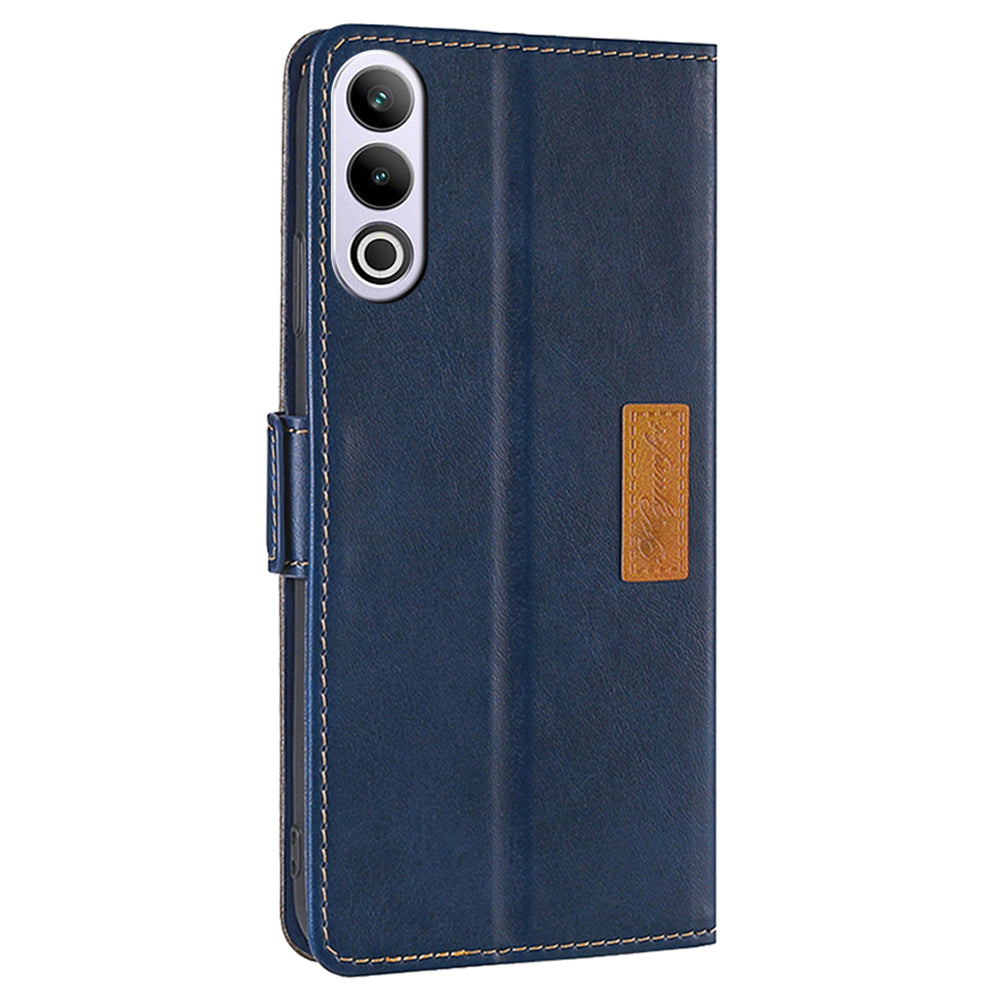 For OnePlus Ace 3V 5G Case Dual-color Flip Stand Card Holder Leather Phone Cover - Blue+Grey