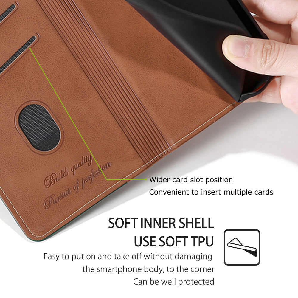 For Xiaomi 14 Ultra Case Dual Color Splicing Leather Flip Wallet Phone Cover - Dark Brown+Gold