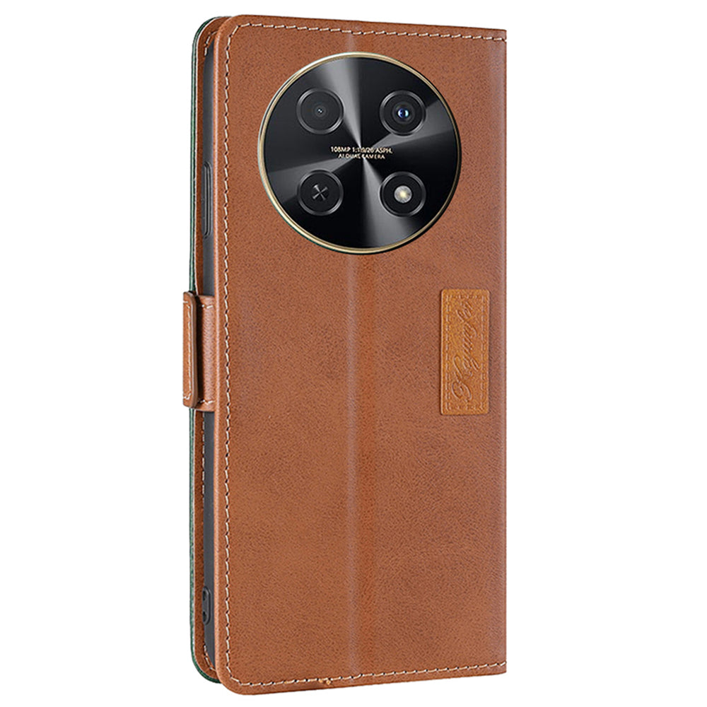 For Huawei nova 12i 4G Case Dual-Color Stand Leather Flip Phone Cases Wholesale - Light Brown+Green