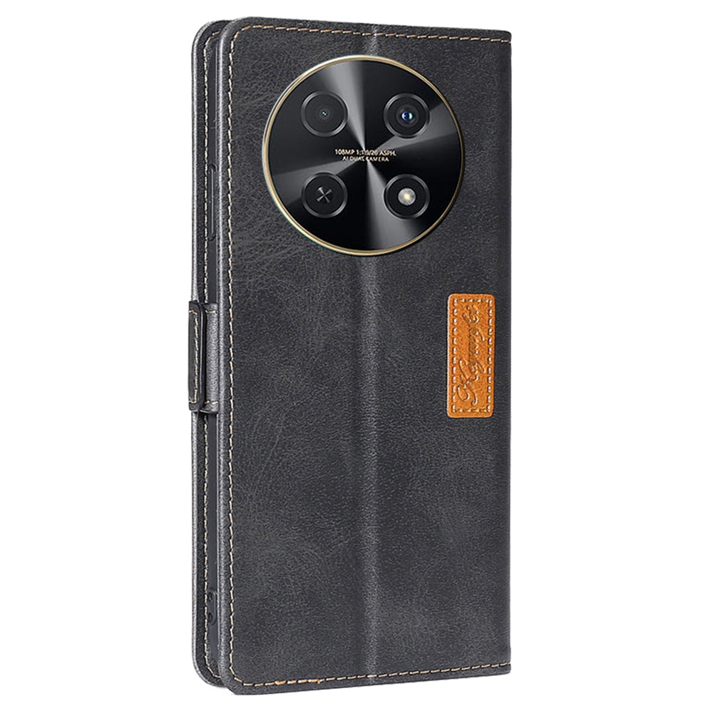 For Huawei nova 12i 4G Case Dual-Color Stand Leather Flip Phone Cases Wholesale - Black+Grey