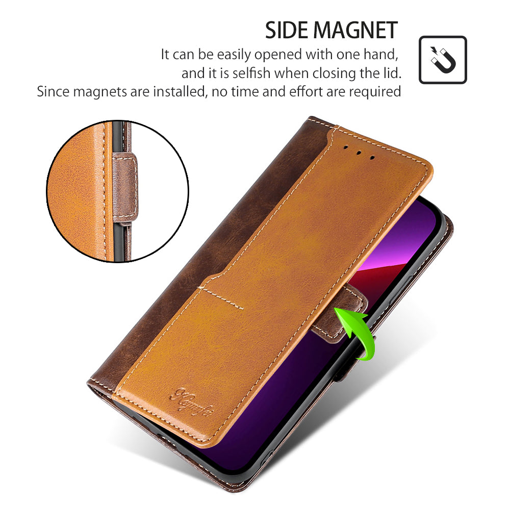 For Huawei nova 12i 4G Case Dual-Color Stand Leather Flip Phone Cases Wholesale - Dark Brown+Gold