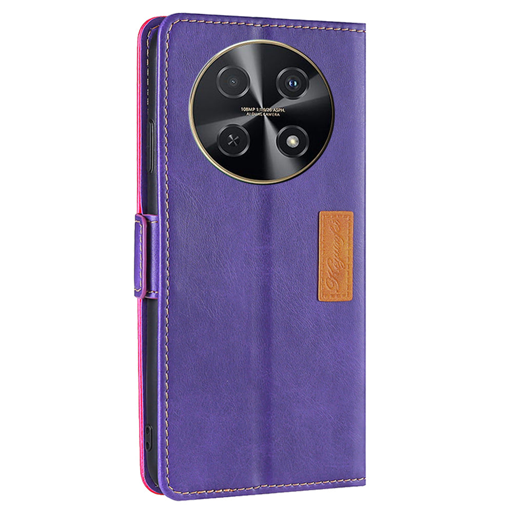 For Huawei nova 12i 4G Case Dual-Color Stand Leather Flip Phone Cases Wholesale - Rose+Purple