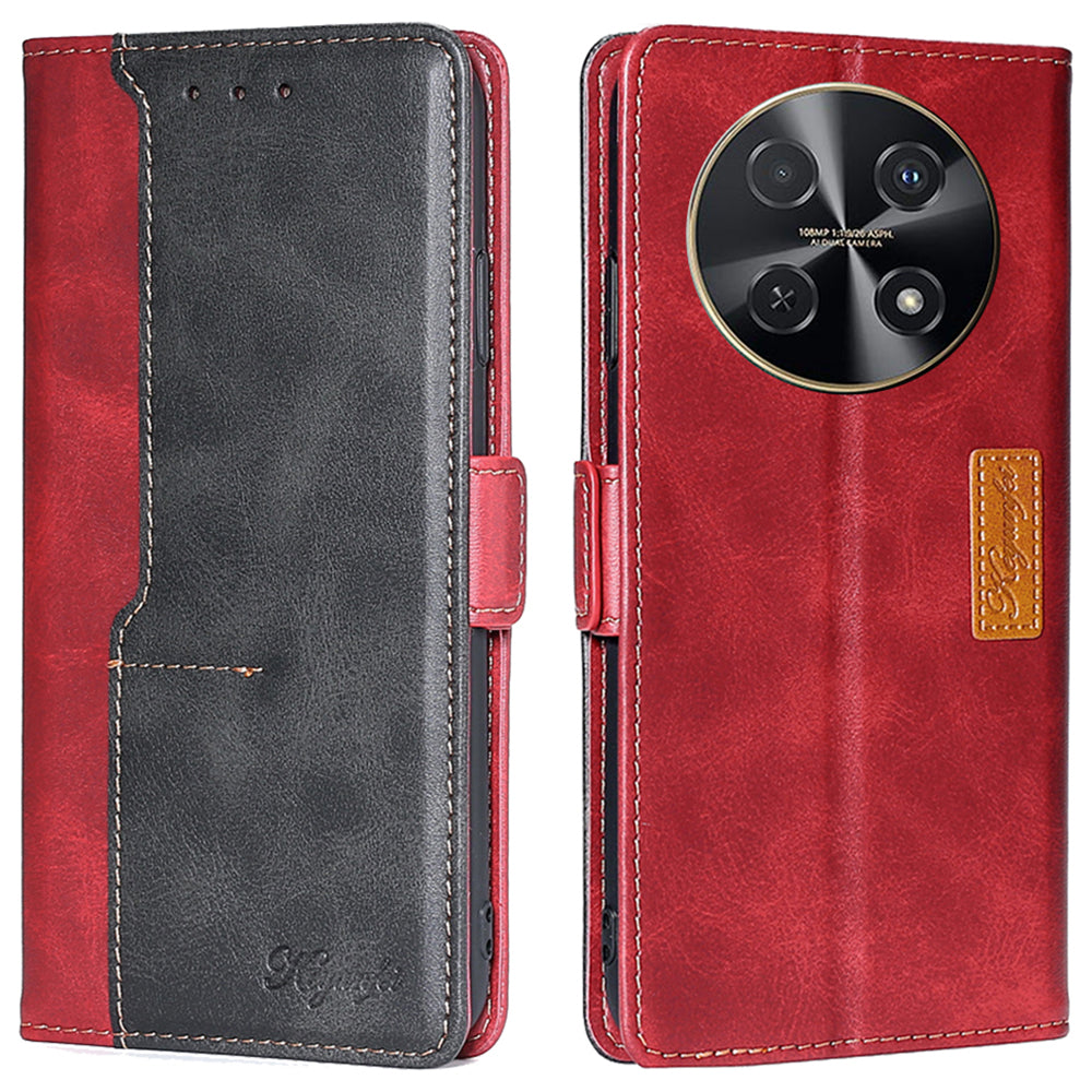 For Huawei nova 12i 4G Case Dual-Color Stand Leather Flip Phone Cases Wholesale - Black+Red