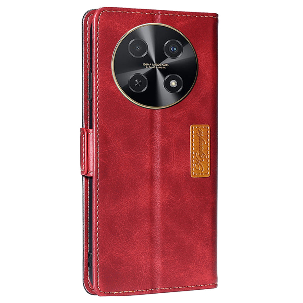 For Huawei nova 12i 4G Case Dual-Color Stand Leather Flip Phone Cases Wholesale - Black+Red