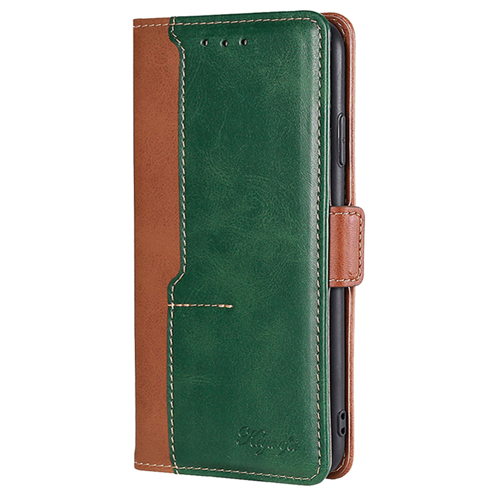 For Oppo Reno11 F 5G / F25 Pro 5G Wholesale Phone Cover Splicing Color Leather Flip Stand Wallet Phone Cover - Light Brown+Green