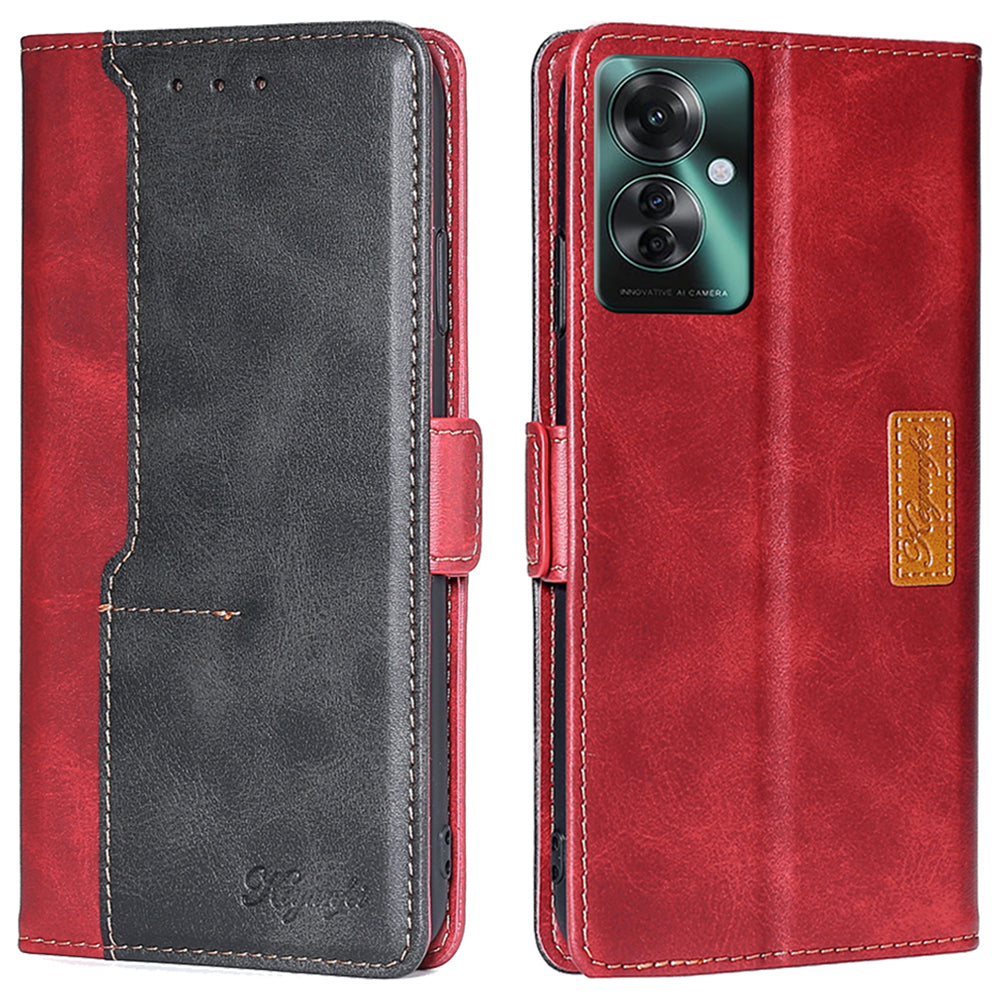 For Oppo Reno11 F 5G / F25 Pro 5G Wholesale Phone Cover Splicing Color Leather Flip Stand Wallet Phone Cover - Black+Red