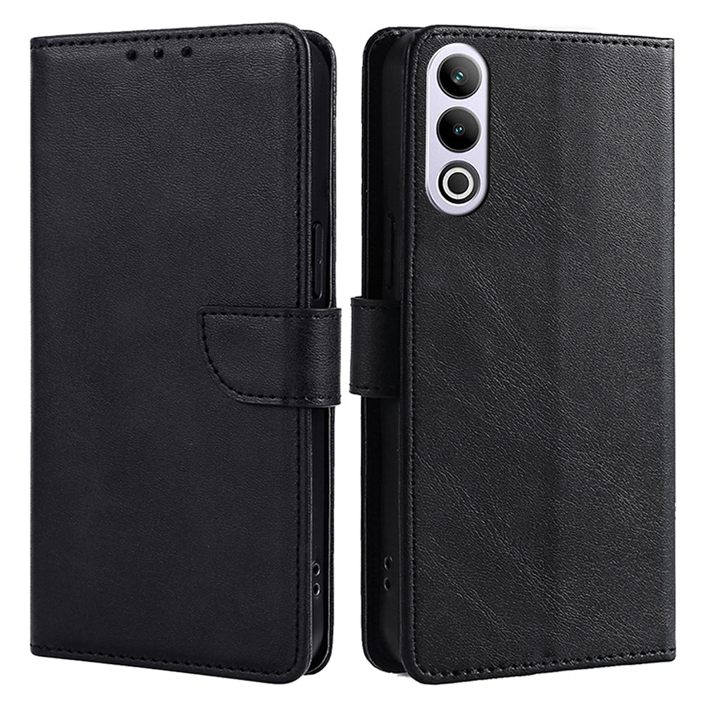 For OnePlus Ace 3V 5G Case Stand PU Leather+TPU Drop-resistant Phone Cover - Black