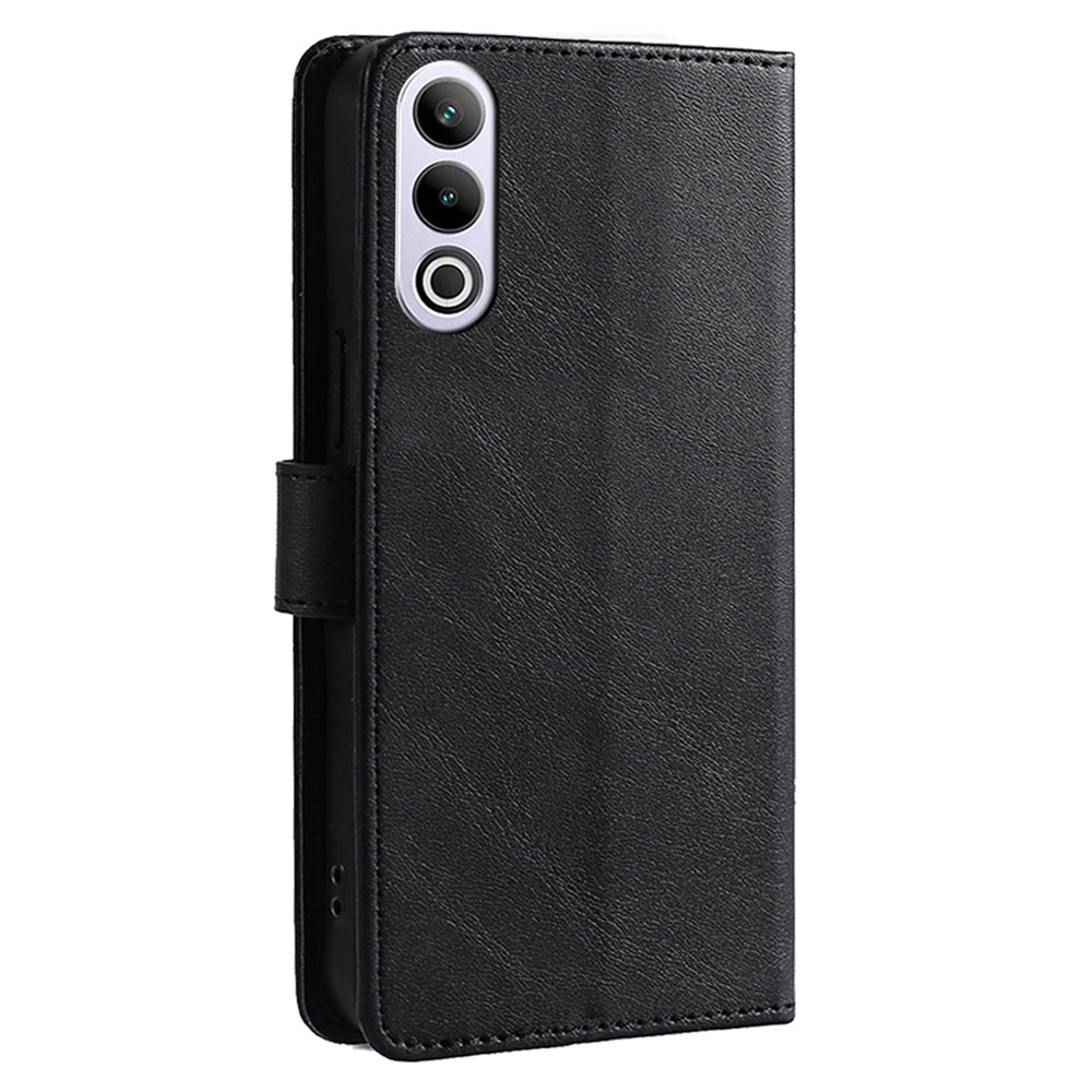 For OnePlus Ace 3V 5G Case Stand PU Leather+TPU Drop-resistant Phone Cover - Black