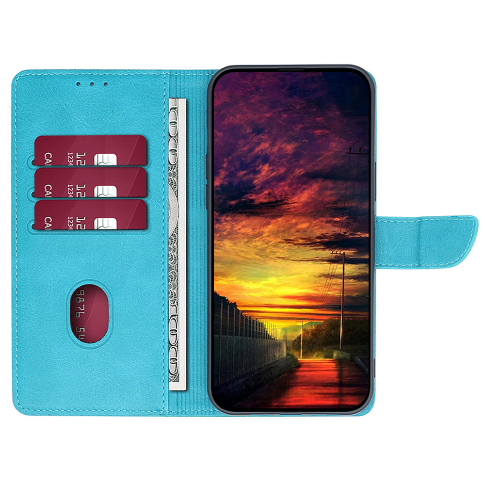 For OnePlus Ace 3V 5G Case Stand PU Leather+TPU Drop-resistant Phone Cover - Baby Blue