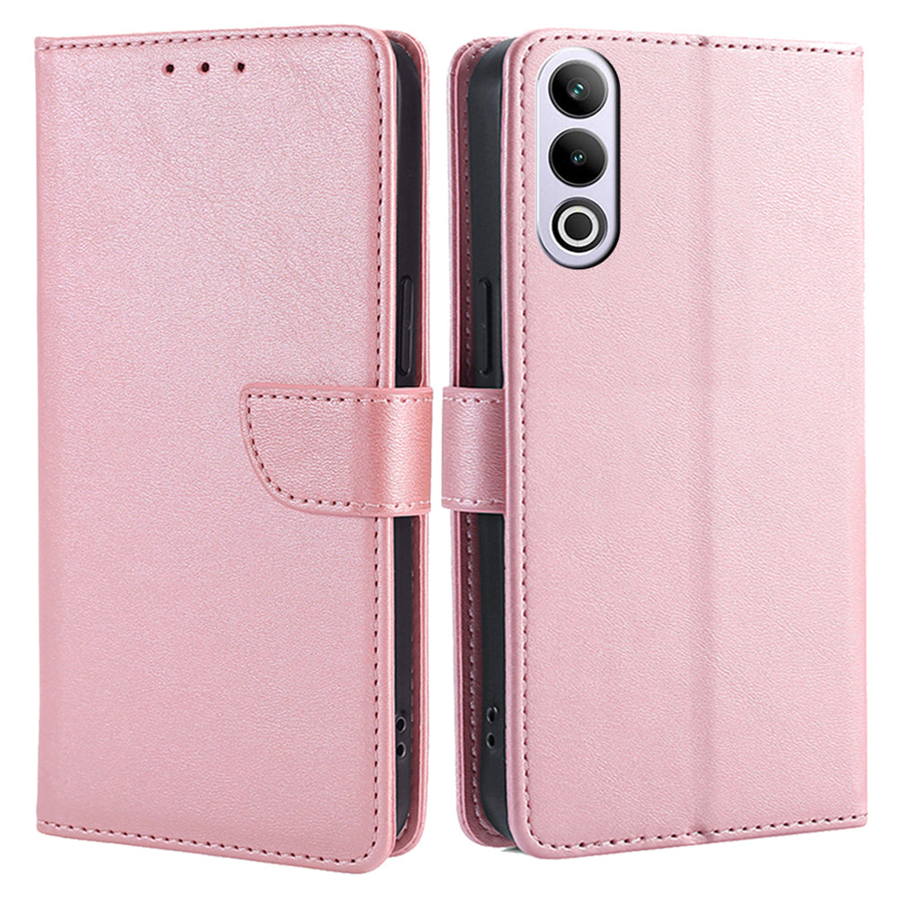 For OnePlus Ace 3V 5G Case Stand PU Leather+TPU Drop-resistant Phone Cover - Rose Gold