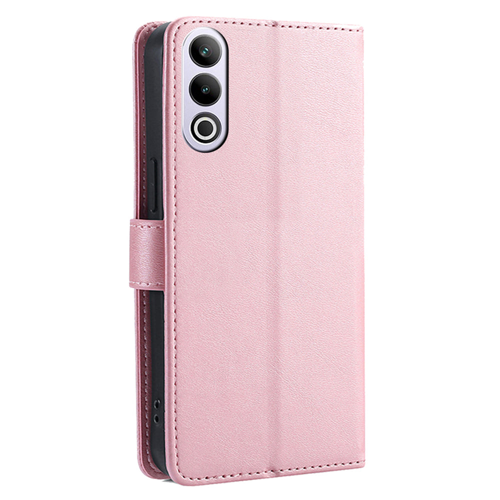 For OnePlus Ace 3V 5G Case Stand PU Leather+TPU Drop-resistant Phone Cover - Rose Gold