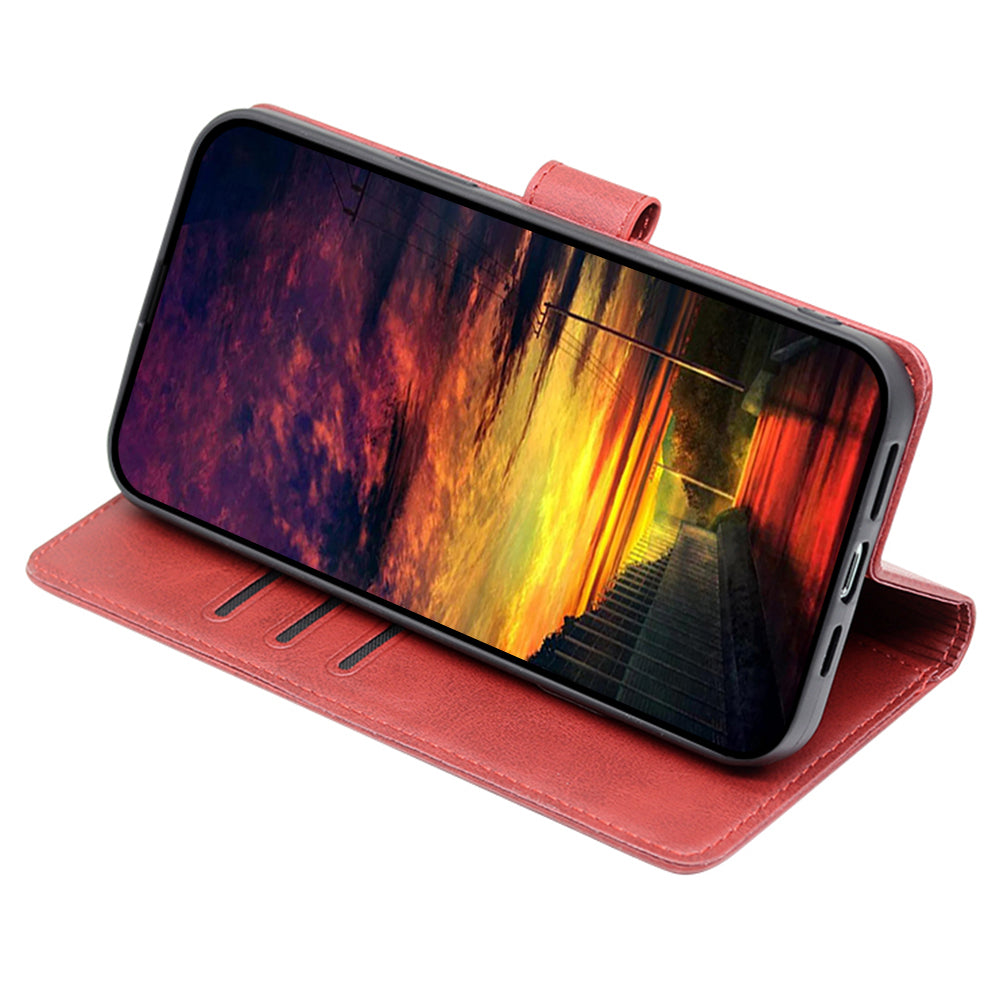 For OnePlus Ace 3V 5G Case Stand PU Leather+TPU Drop-resistant Phone Cover - Red