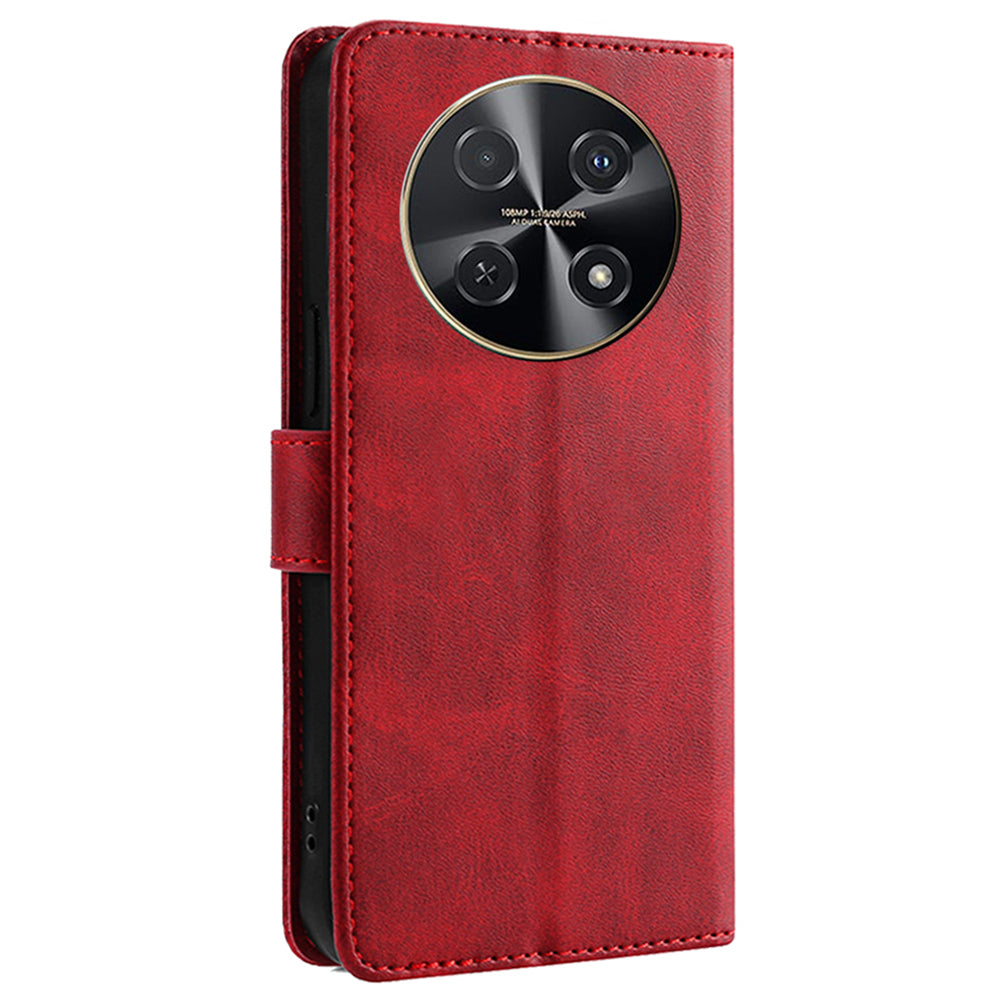 For Huawei nova 12i 4G Case Calf Texture Magnetic Clasp Stand Mobile Phone Cover - Red