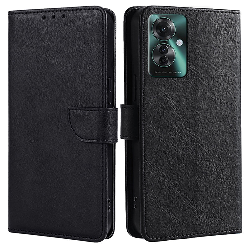 For Oppo Reno11 F 5G / F25 Pro 5G Leather Case Wallet Stand Protective Phone Cover - Black