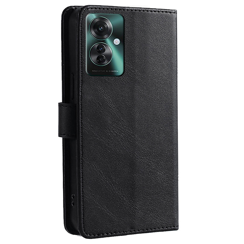 For Oppo Reno11 F 5G / F25 Pro 5G Leather Case Wallet Stand Protective Phone Cover - Black