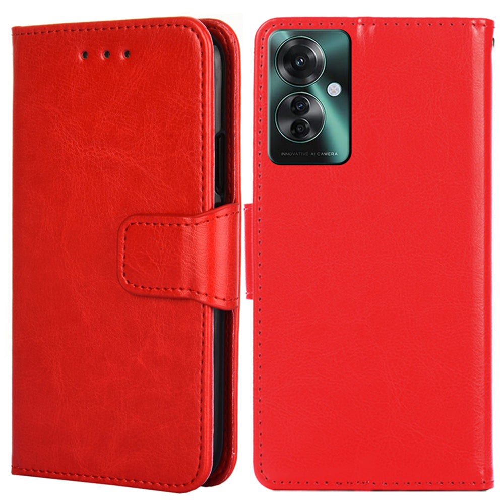 For Oppo Reno11 F 5G / F25 Pro 5G Leather Case Wallet Stand Flip Phone Cover - Red