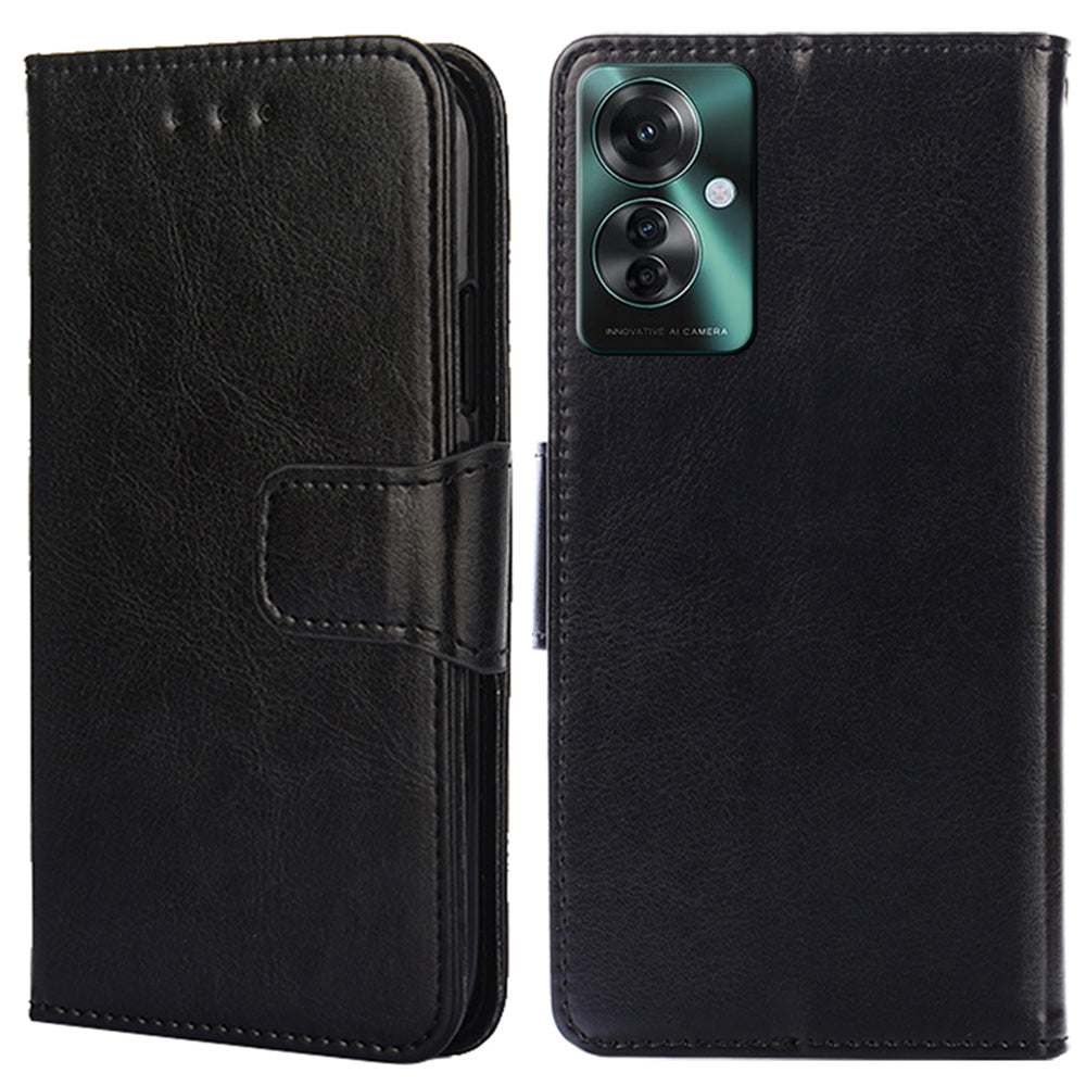 For Oppo Reno11 F 5G / F25 Pro 5G Leather Case Wallet Stand Flip Phone Cover - Black