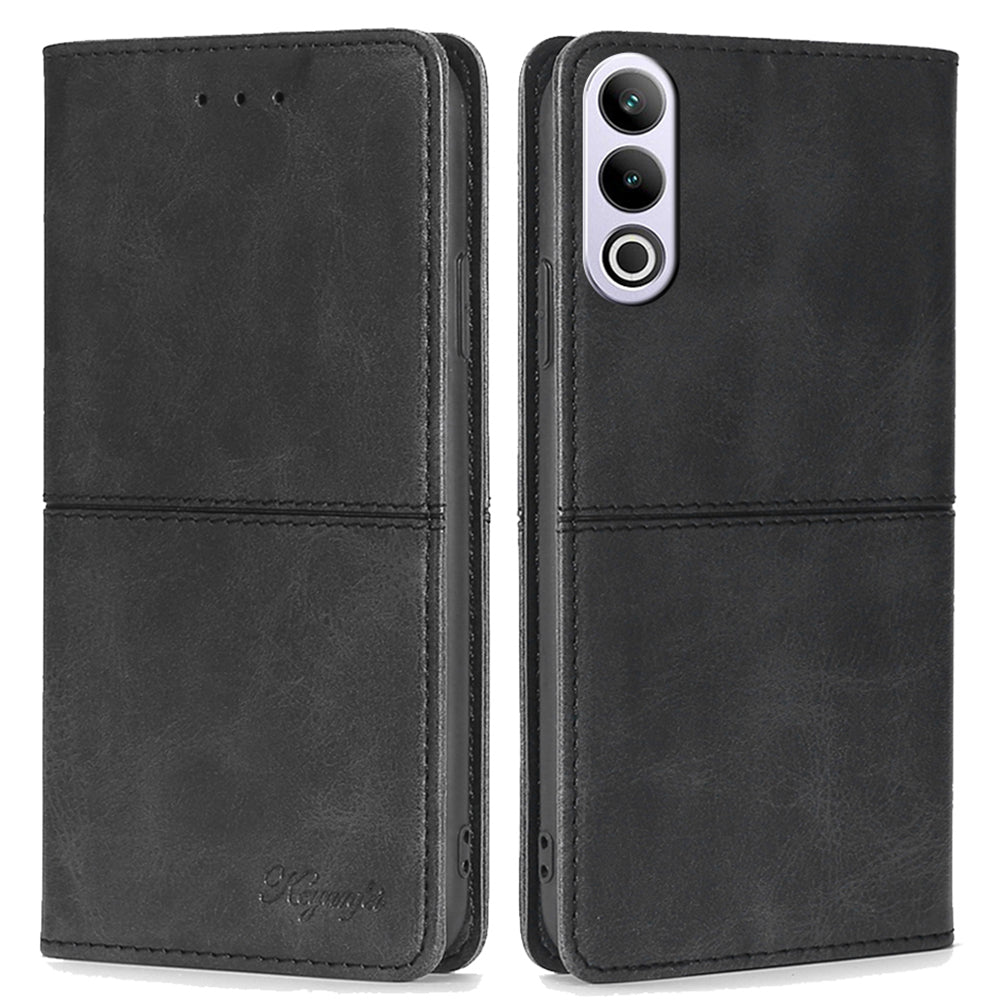 For OnePlus Ace 3V 5G Case Cowhide Texture Leather Wallet Phone Cover - Black