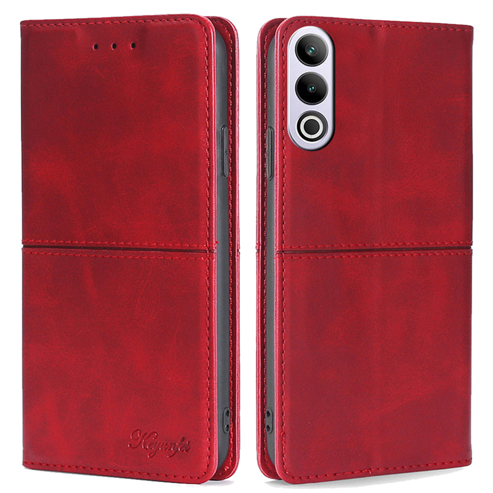 For OnePlus Ace 3V 5G Case Cowhide Texture Leather Wallet Phone Cover - Red