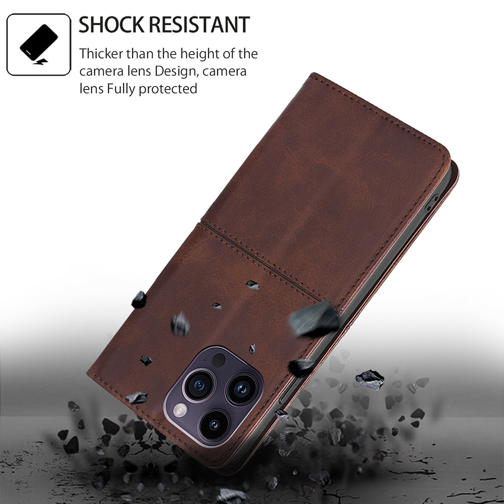 For Huawei nova 12i 4G Case Cowhide Texture Leather Stand Magnetic Closure Phone Cover - Dark Brown