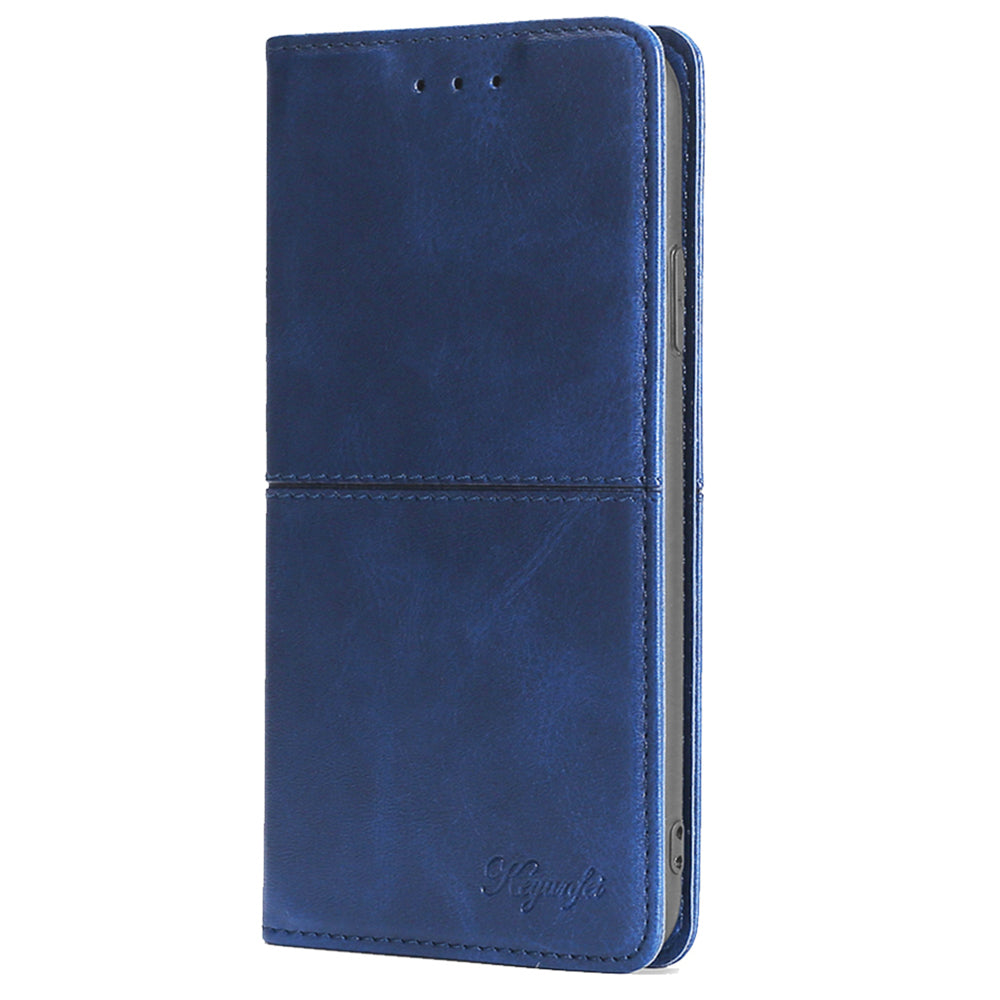 For Huawei nova 12i 4G Case Cowhide Texture Leather Stand Magnetic Closure Phone Cover - Blue