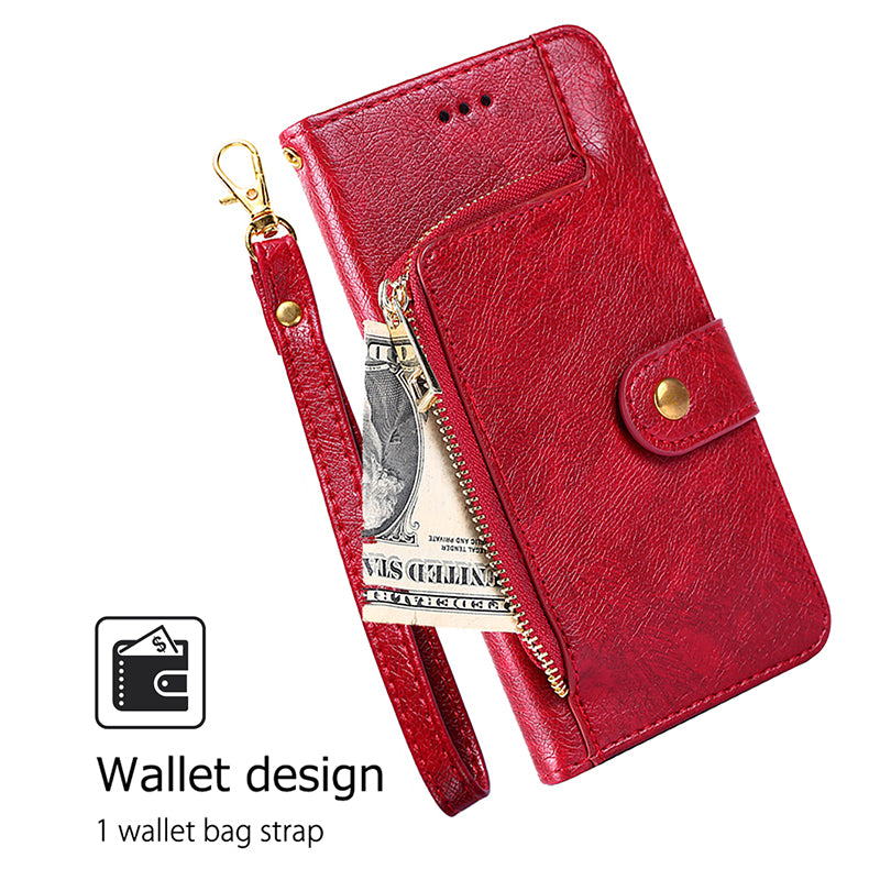 For Huawei nova 12i 4G Case Zipper Pocket Wallet Shockproof Leather Phone Cover - Red