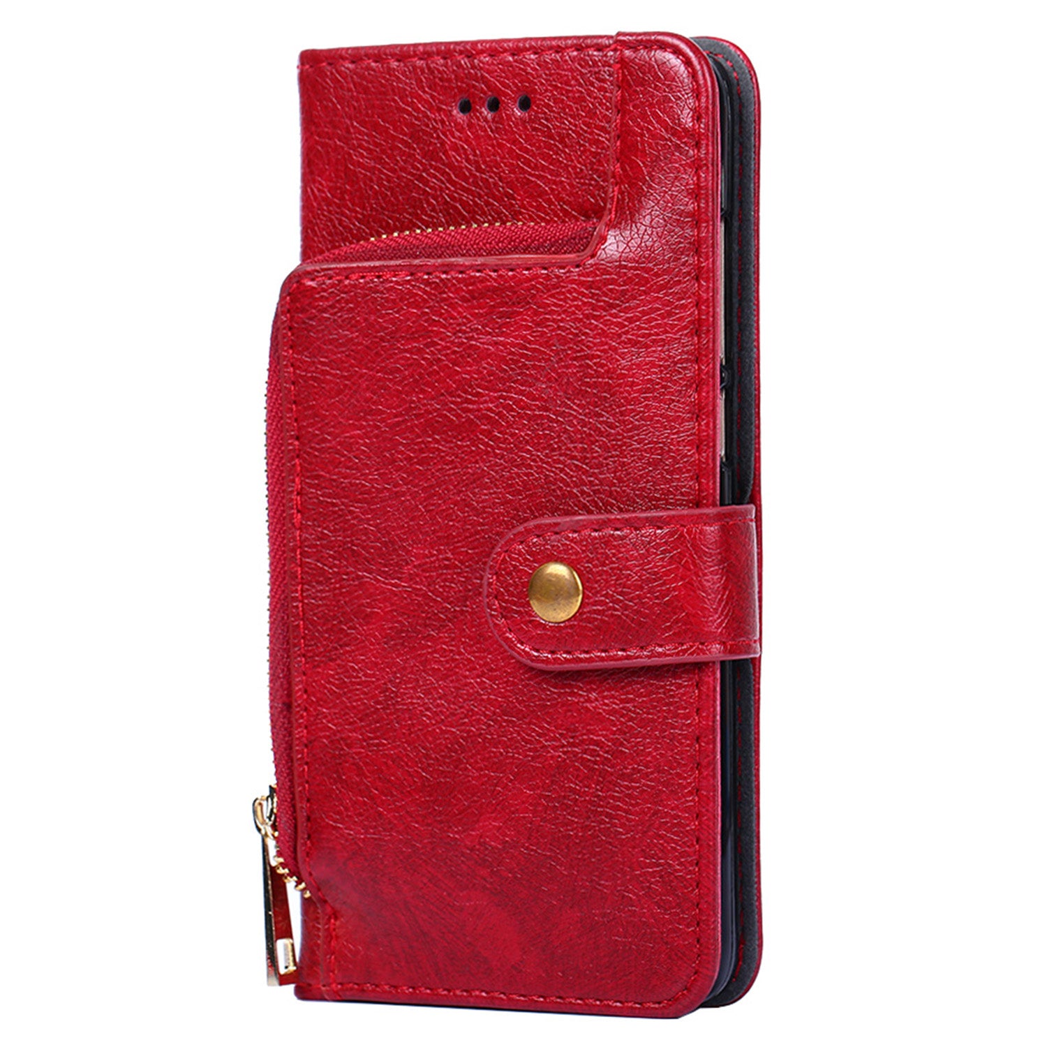 For Huawei nova 12i 4G Case Zipper Pocket Wallet Shockproof Leather Phone Cover - Red