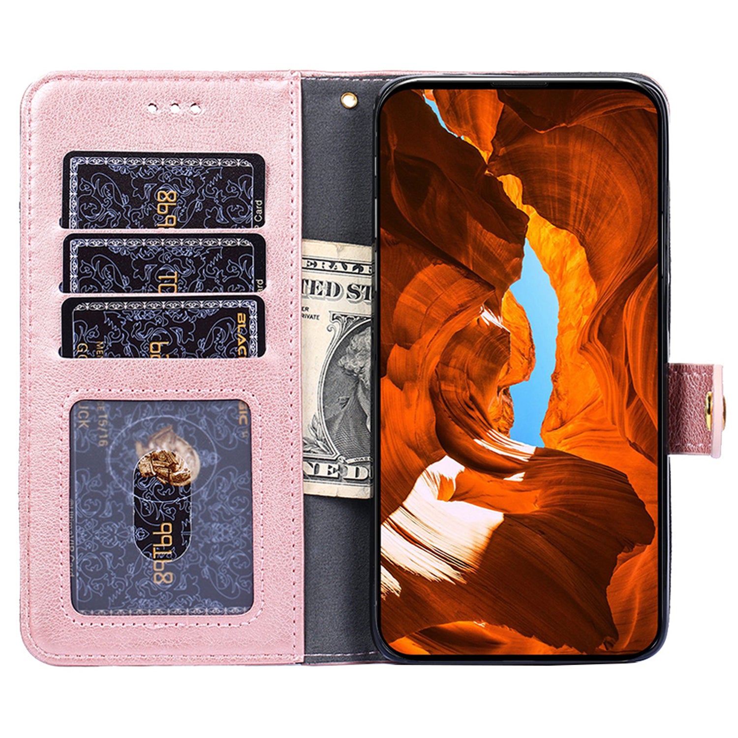 For Huawei nova 12i 4G Case Zipper Pocket Wallet Shockproof Leather Phone Cover - Rose Gold