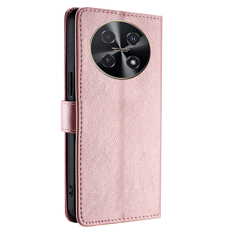 For Huawei nova 12i 4G Case Zipper Pocket Wallet Shockproof Leather Phone Cover - Rose Gold