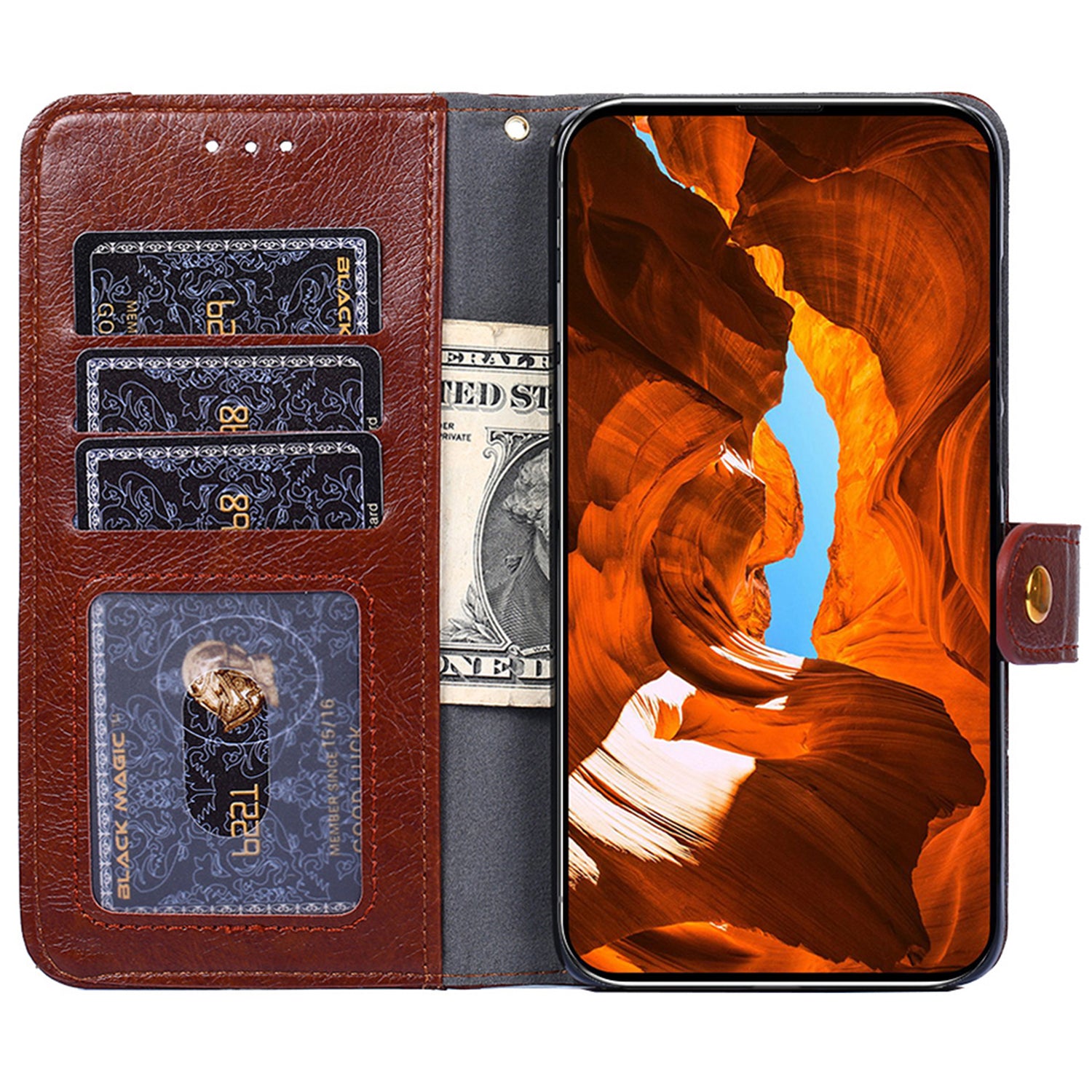 For Motorola Moto G34 5G Case Zipper Pocket Leather Wallet Anti-shock Phone Cover - Brown