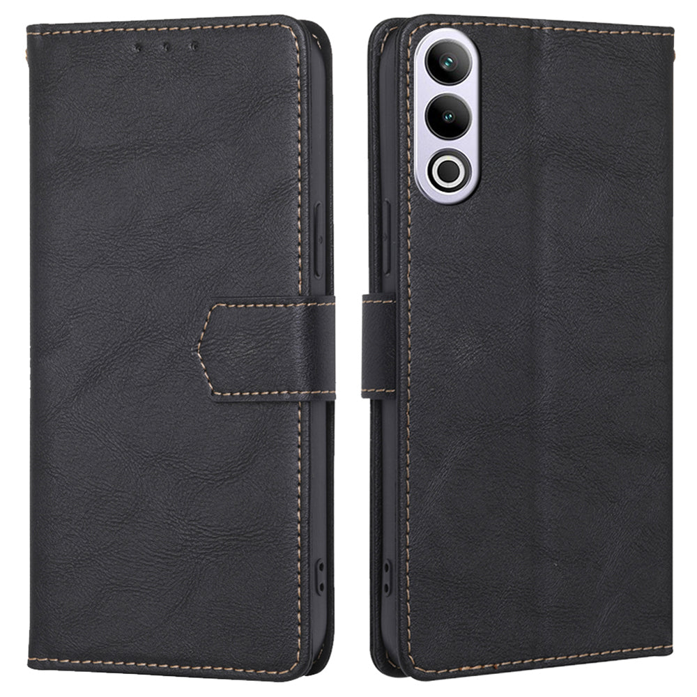 For OnePlus Ace 3V 5G Magnetic Case Anti-drop Cowhide Texture RFID Blocking Phone Cover - Black