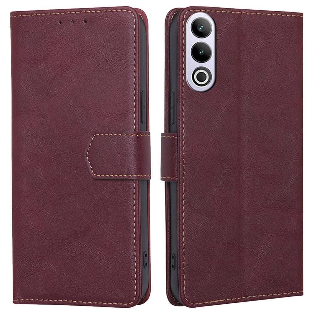 For OnePlus Ace 3V 5G Magnetic Case Anti-drop Cowhide Texture RFID Blocking Phone Cover - Wine Red