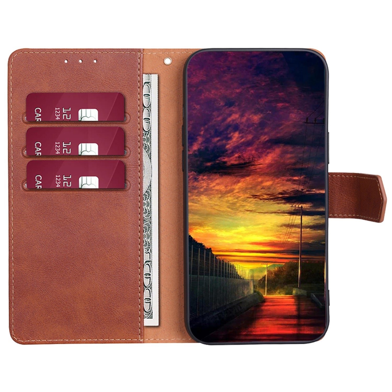 For Huawei nova 12i 4G Case Cowhide Texture RFID Blocking Magnetic Phone Cover - Brown