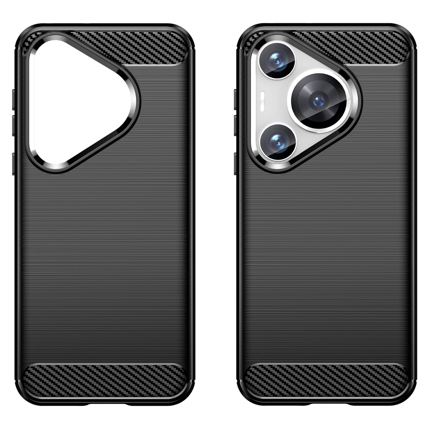 For Huawei Pura 70 Pro / 70 Pro+ Case Anti-fingerprint TPU Cover Carbon Fiber Texture - Black