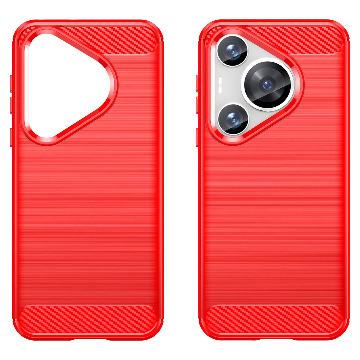 For Huawei Pura 70 Pro / 70 Pro+ Case Anti-fingerprint TPU Cover Carbon Fiber Texture - Red