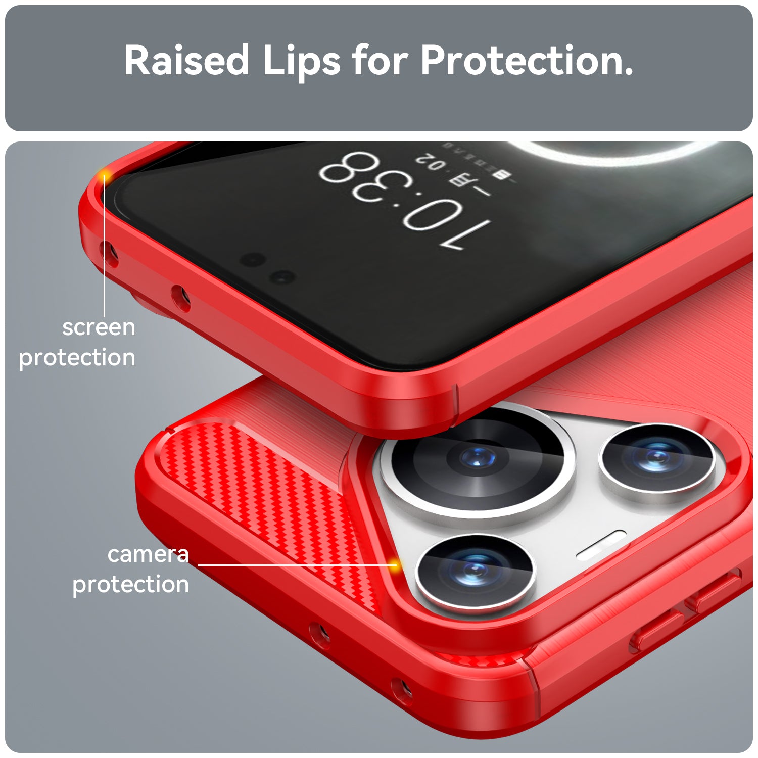 For Huawei Pura 70 Pro / 70 Pro+ Case Anti-fingerprint TPU Cover Carbon Fiber Texture - Red