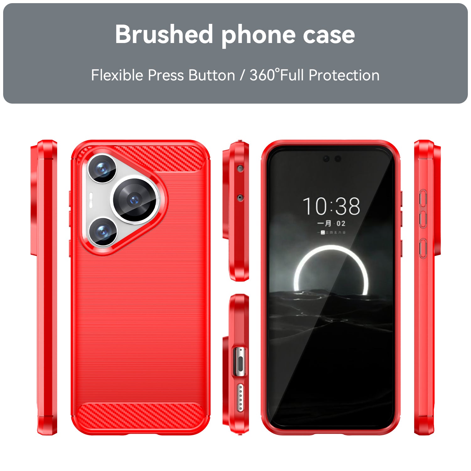 For Huawei Pura 70 Pro / 70 Pro+ Case Anti-fingerprint TPU Cover Carbon Fiber Texture - Red