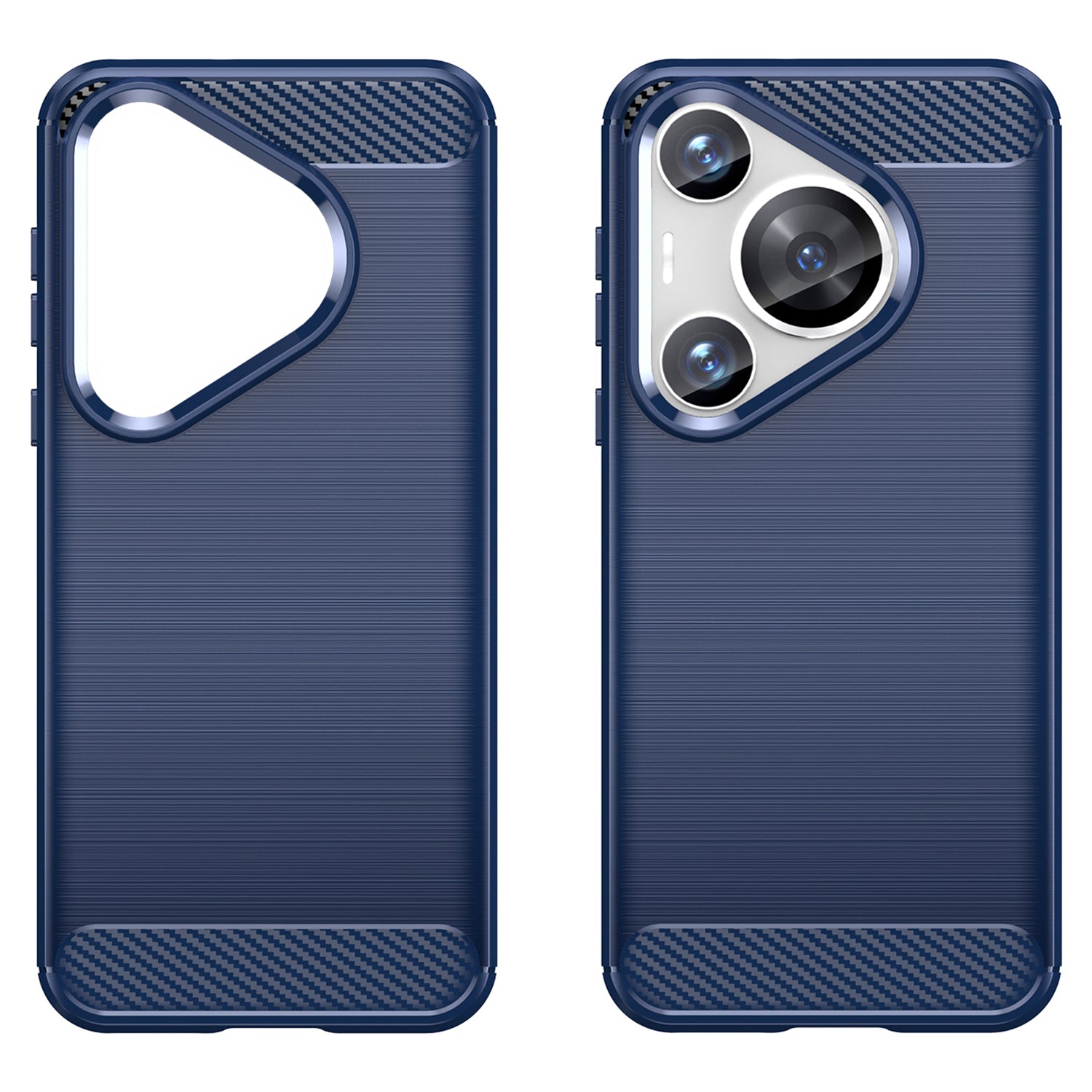 For Huawei Pura 70 Pro / 70 Pro+ Case Anti-fingerprint TPU Cover Carbon Fiber Texture - Blue