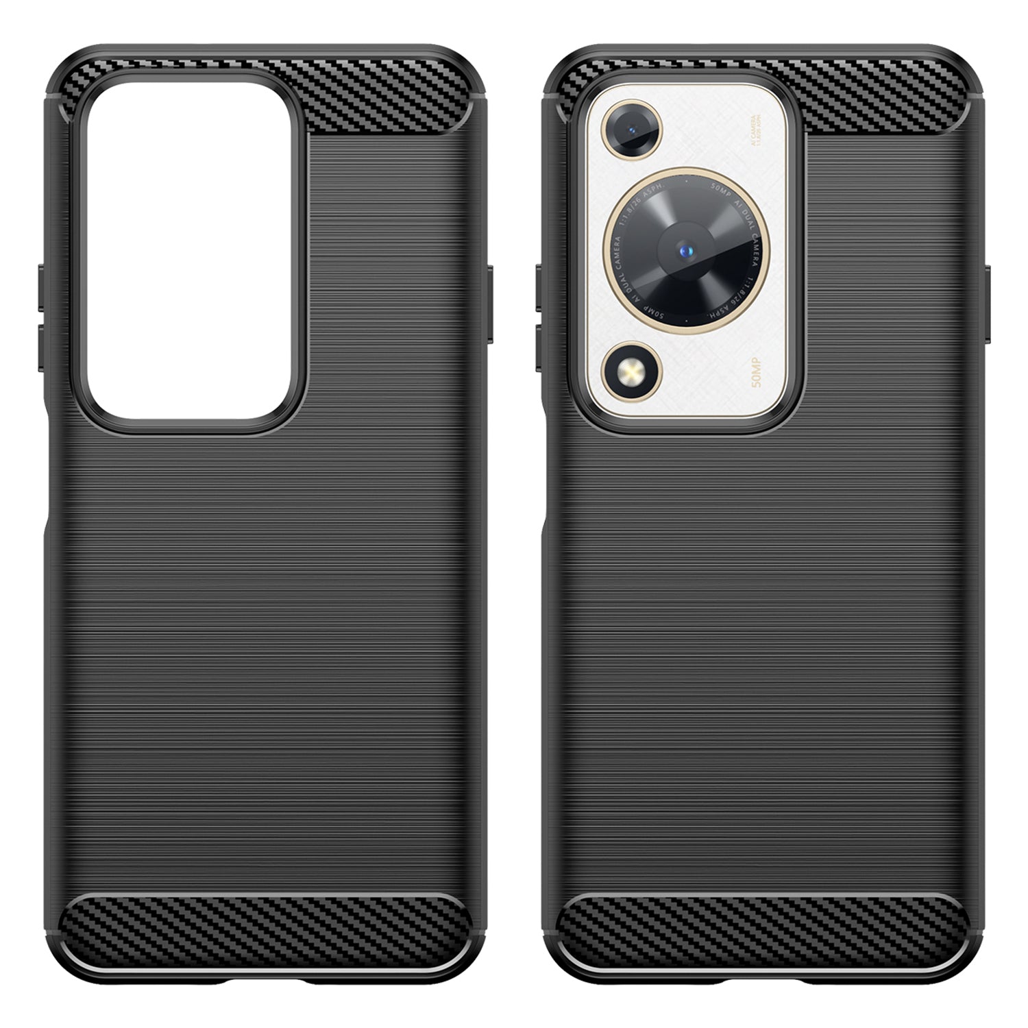 For Huawei nova Y72 4G Phone Case Brushed Carbon Fiber Texture TPU Back Cover - Black