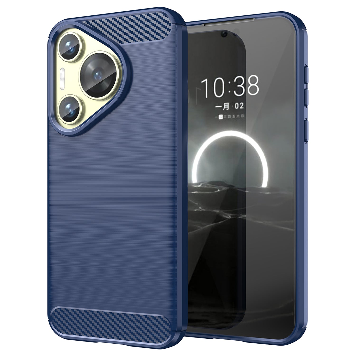 For Huawei Pura 70 Case Carbon Fiber Texture TPU Phone Cover - Blue