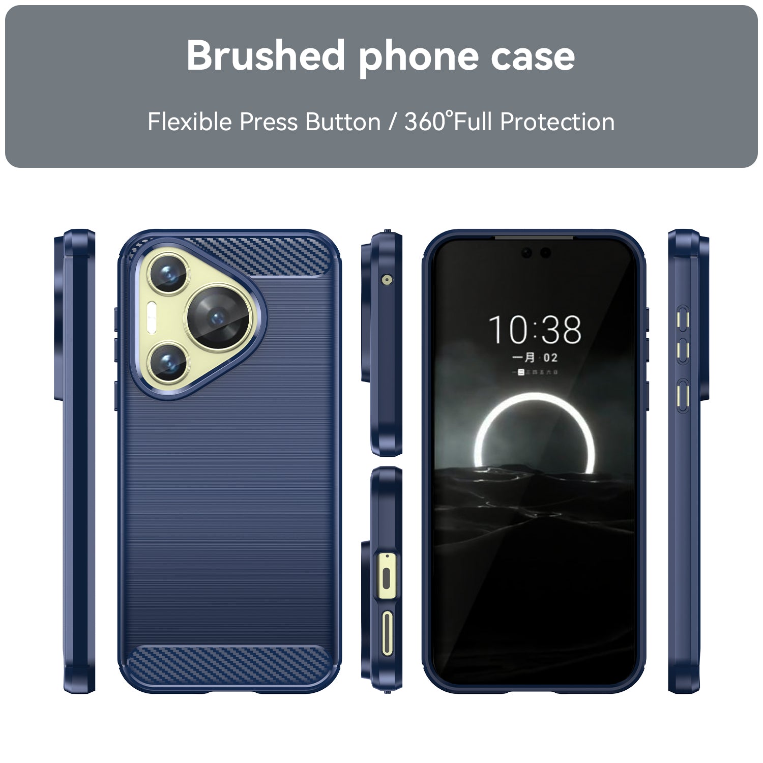 For Huawei Pura 70 Case Carbon Fiber Texture TPU Phone Cover - Blue