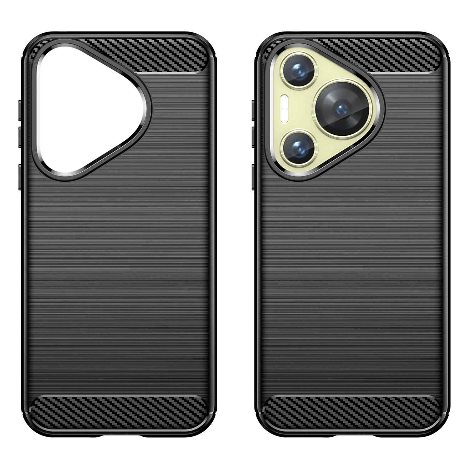 For Huawei Pura 70 Case Carbon Fiber Texture TPU Phone Cover - Black