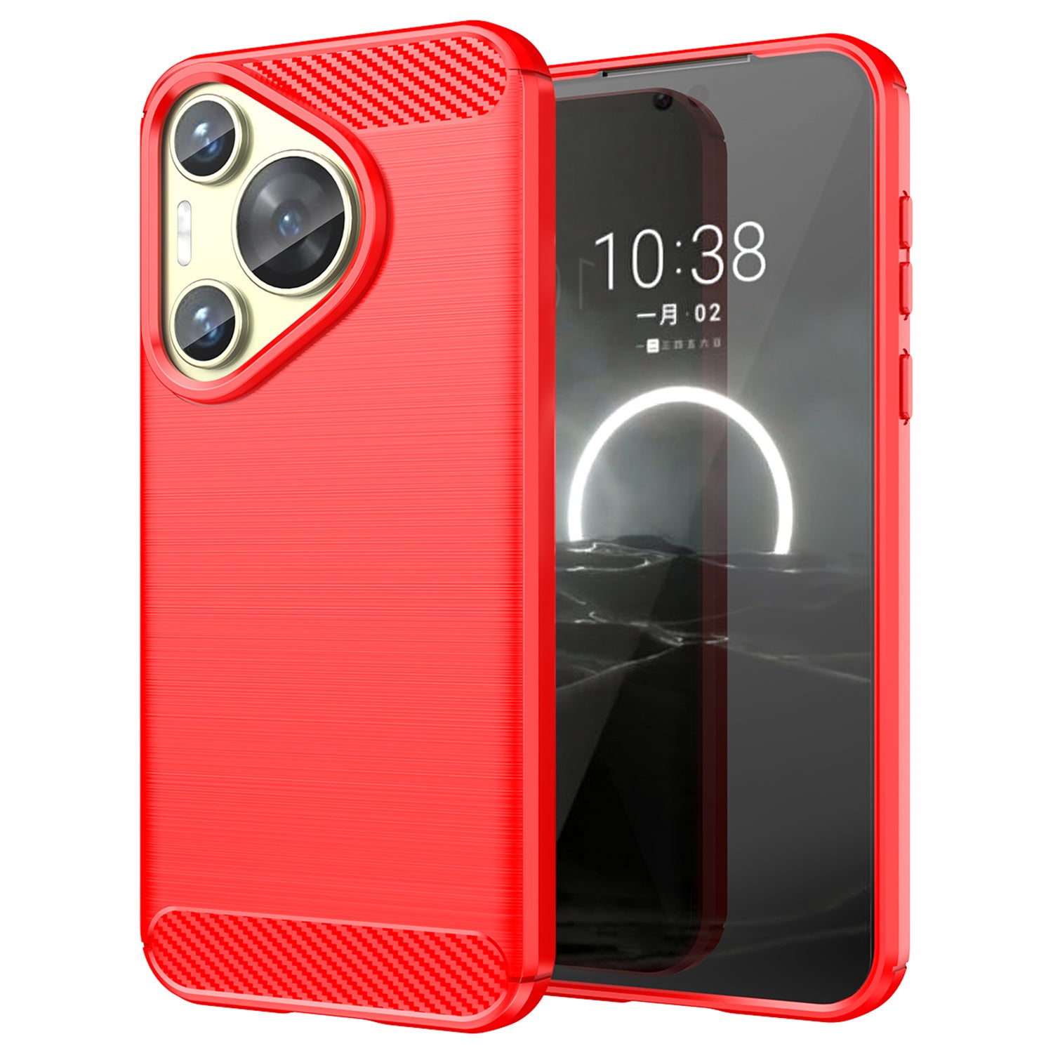 For Huawei Pura 70 Case Carbon Fiber Texture TPU Phone Cover - Red