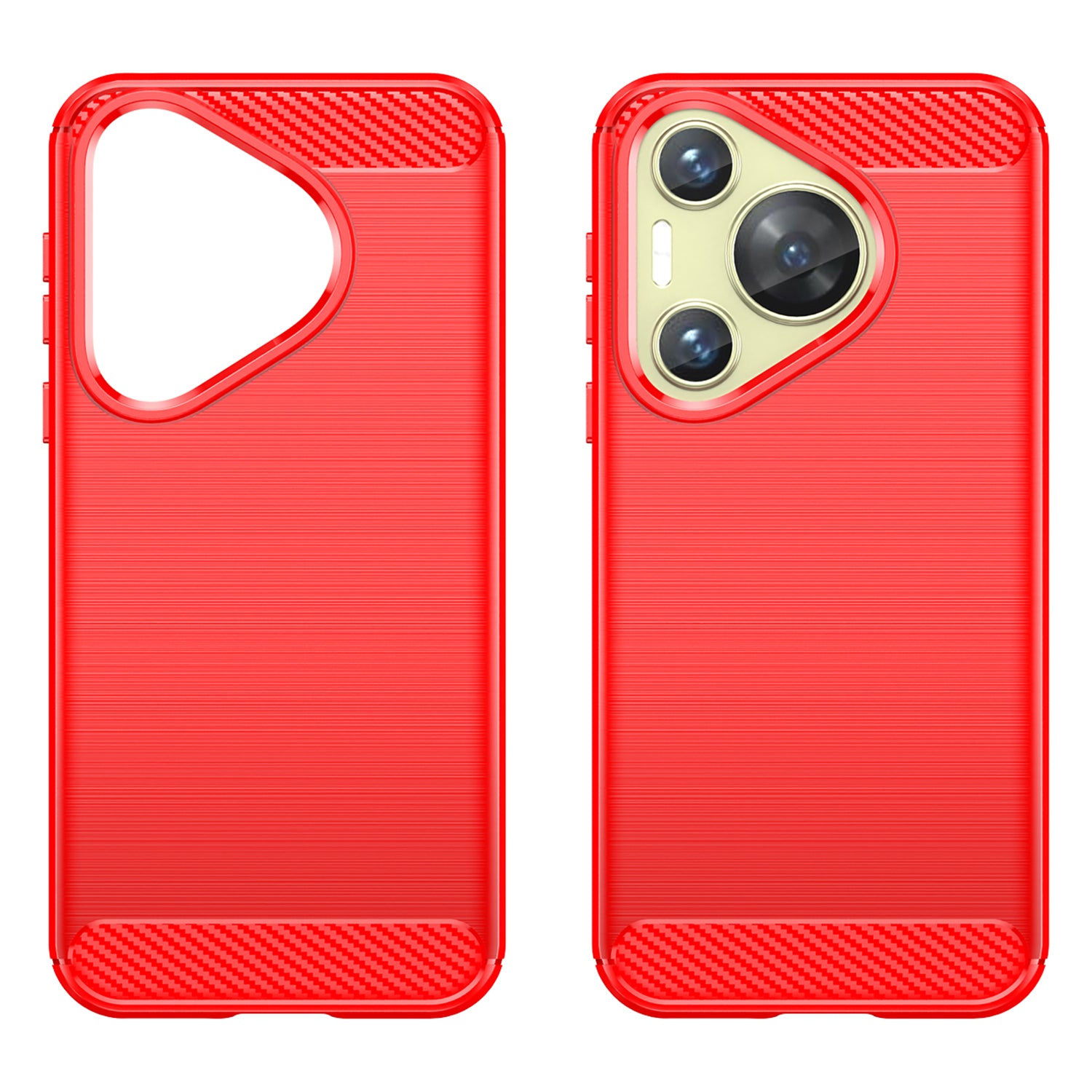 For Huawei Pura 70 Case Carbon Fiber Texture TPU Phone Cover - Red