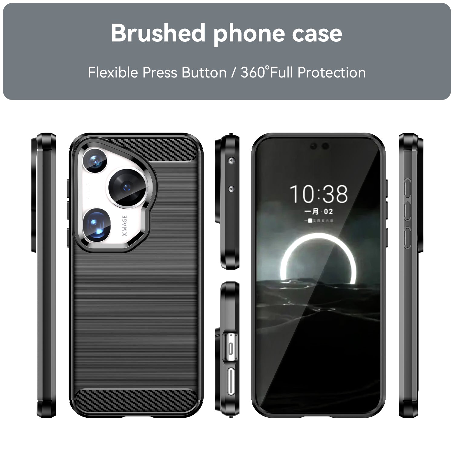 For Huawei Pura 70 Ultra Case Carbon Fiber Texture Soft TPU Slim Phone Cover - Black