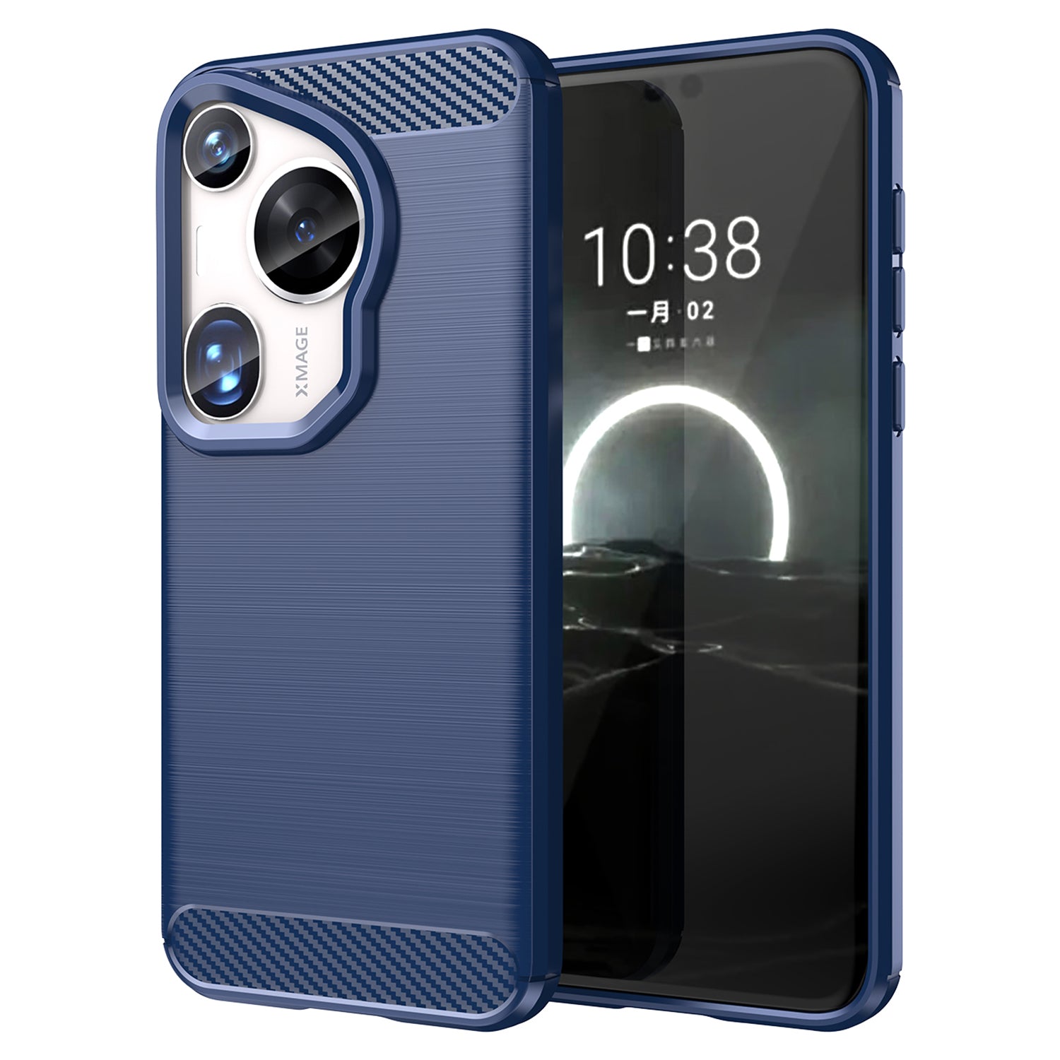 For Huawei Pura 70 Ultra Case Carbon Fiber Texture Soft TPU Slim Phone Cover - Blue